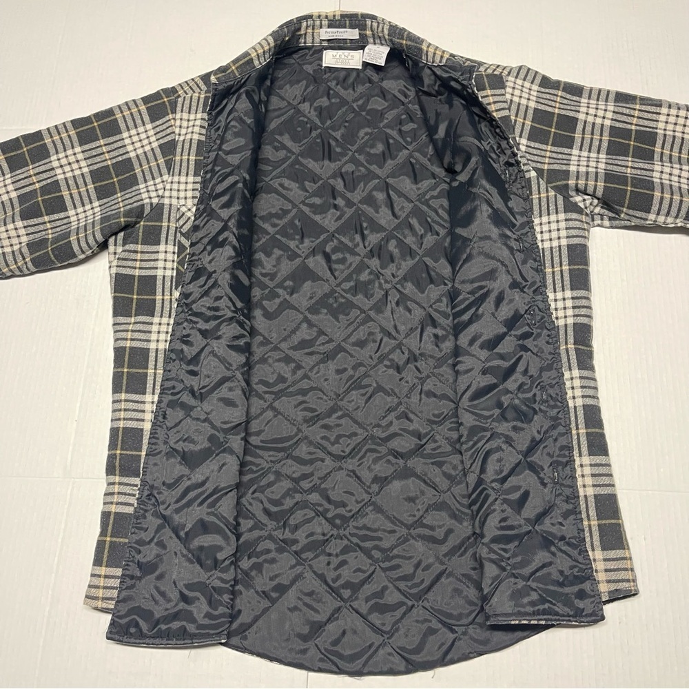 Vintage The Mens Store Sears Jacket Medium Black Plaid Insulated Lined Button Up